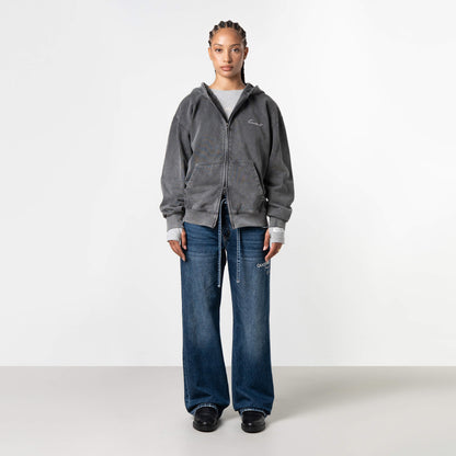 NORRIS ZIP HOODIE | ACID GREY