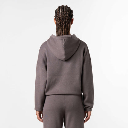 FLO KNITTED HOODIE | COOL BROWN/OFF WHITE
