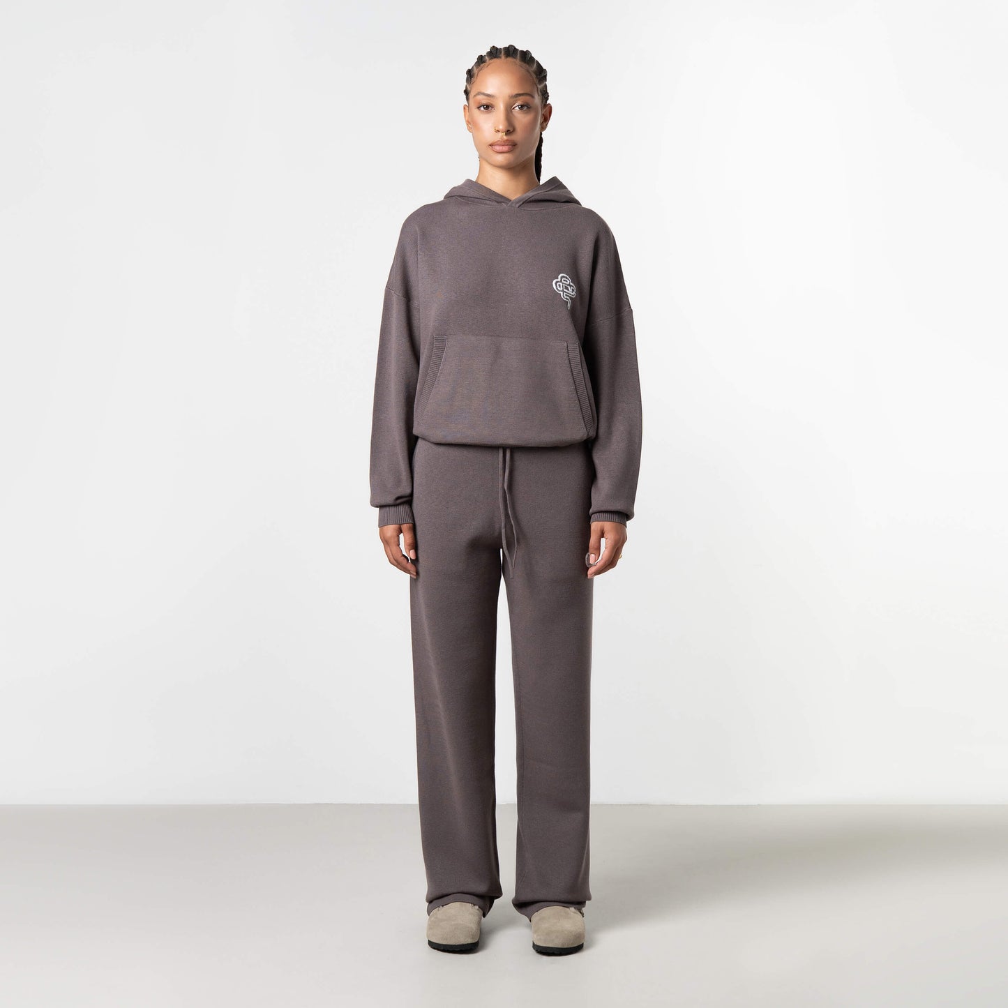 FLO KNITTED PANTS | COOL BROWN/OFF WHITE