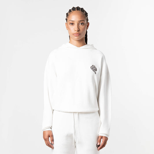 FLO KNITTED HOODIE | OFF WHITE/BROWN