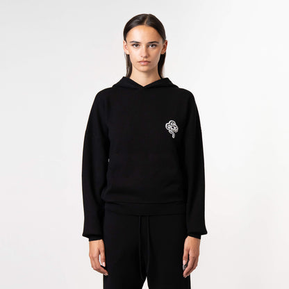 FLO KNITTED HOODIE | BLACK/OFF WHITE