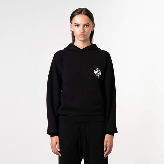 FLO KNITTED HOODIE | BLACK/OFF WHITE
