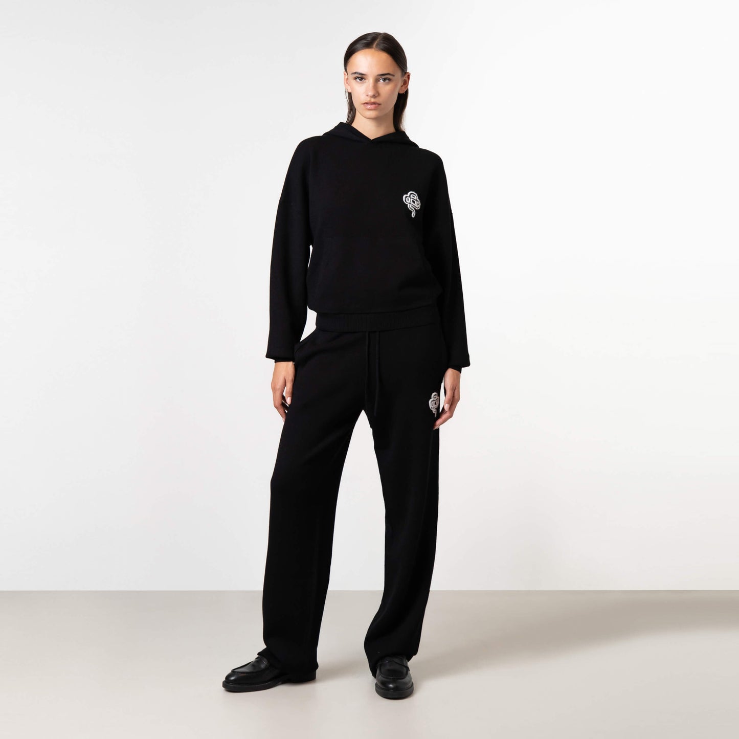 FLO KNITTED HOODIE | BLACK/OFF WHITE