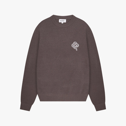 FLO KNITTED CREWNECK | COOL BROWN/OFF WHITE
