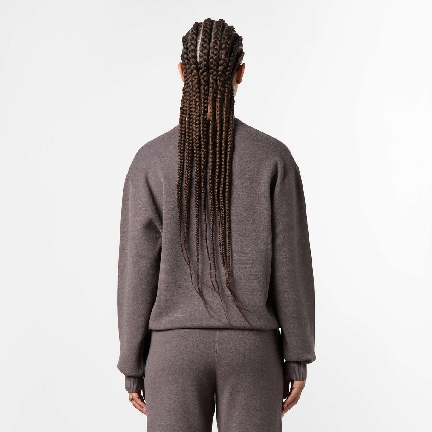 FLO KNITTED CREWNECK | COOL BROWN/OFF WHITE