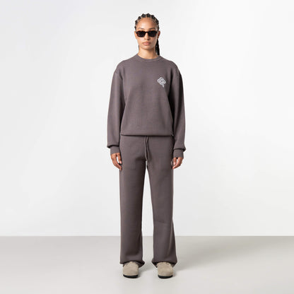 FLO KNITTED CREWNECK | COOL BROWN/OFF WHITE