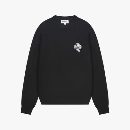 FLO KNITTED CREWNECK | BLACK/OFF WHITE