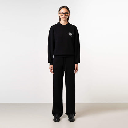 FLO KNITTED CREWNECK | BLACK/OFF WHITE