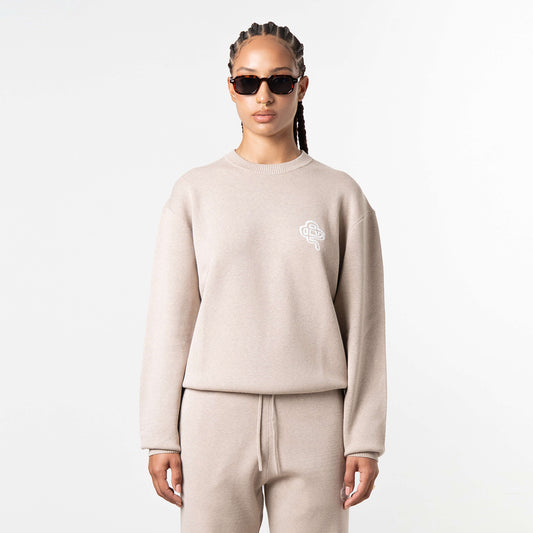 FLO KNITTED CREWNECK | BEIGE MELEE/OFF WHIT