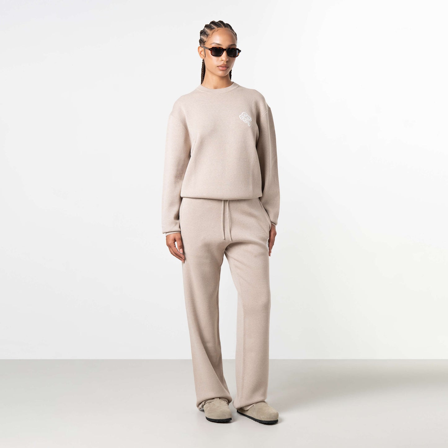 FLO KNITTED CREWNECK | BEIGE MELEE/OFF WHIT