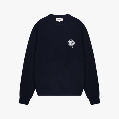 FLO KNITTED CREWNECK | NAVY/OFF WHITE