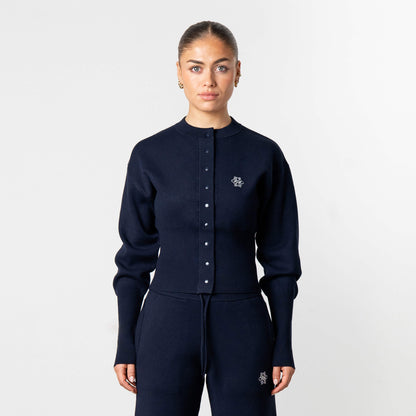 CHLOE KNITTED CARDIGAN | NAVY/WHITE