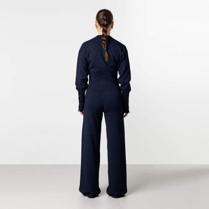 CHLOE KNITTED SET | NAVY/WHITE