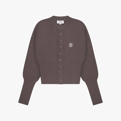 CHLOE KNITTED CARDIGAN | BROWN/OFF WHITE