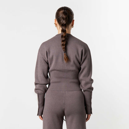 CHLOE KNITTED CARDIGAN | BROWN/OFF WHITE