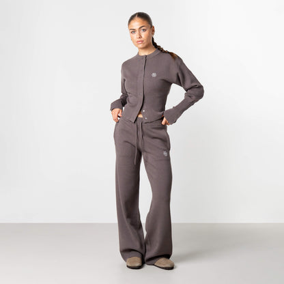 CHLOE KNITTED CARDIGAN | BROWN/OFF WHITE