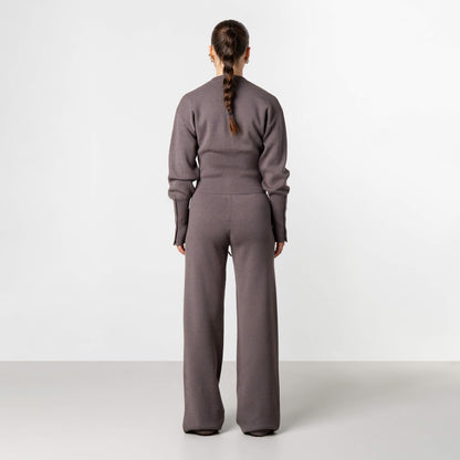 CHLOE KNITTED CARDIGAN | BROWN/OFF WHITE