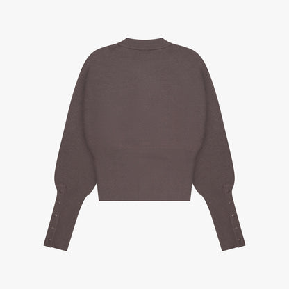 CHLOE KNITTED CARDIGAN | BROWN/OFF WHITE