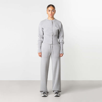 CHLOE KNITTED PANTS | GREY MELEE/WHITE