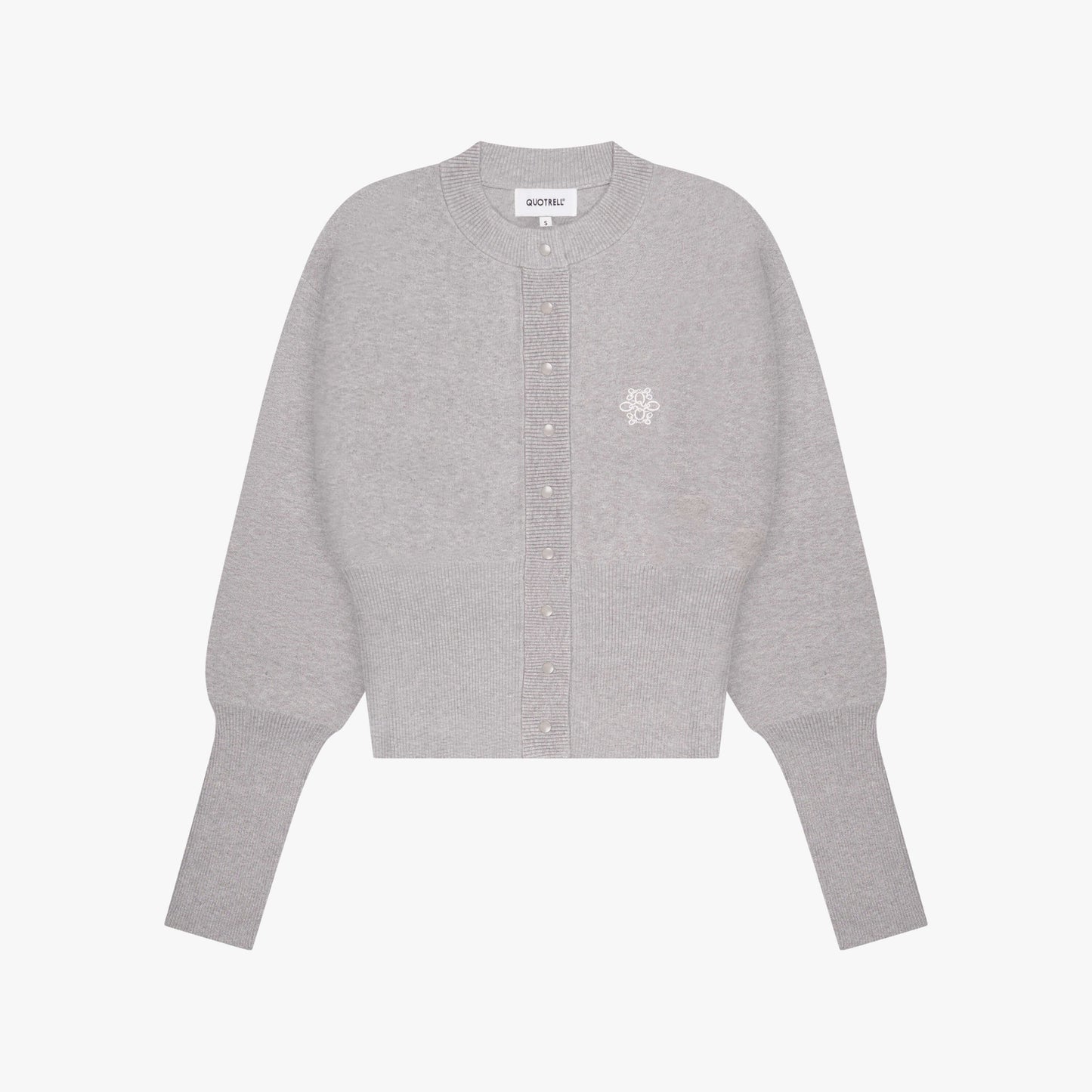 CHLOE KNITTED CARDIGAN | GREY MELEE/WHITE
