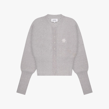CHLOE KNITTED CARDIGAN | GREY MELEE/WHITE
