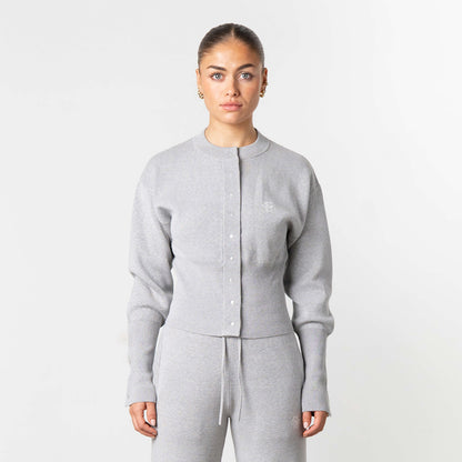 CHLOE KNITTED SET | GREY MELEE/WHITE