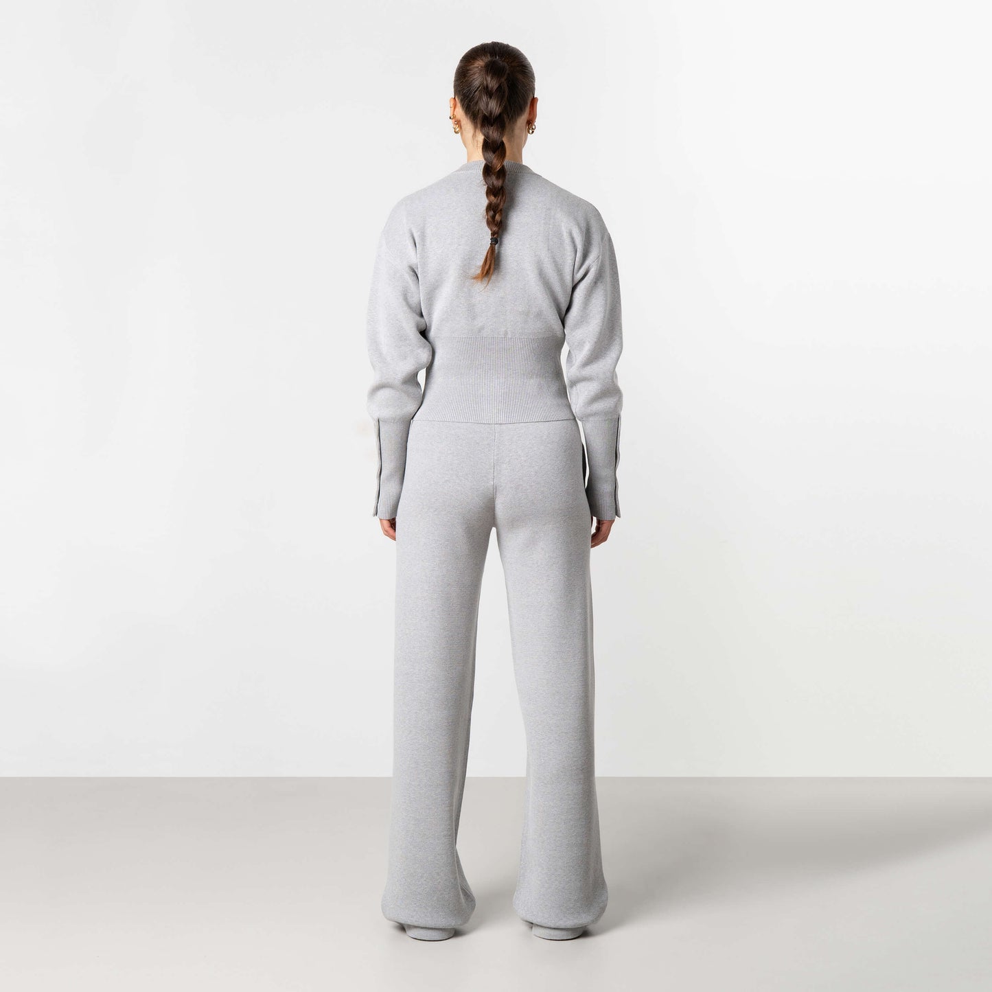 CHLOE KNITTED CARDIGAN | GREY MELEE/WHITE