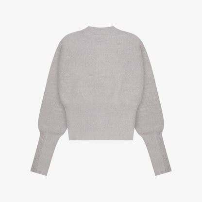 CHLOE KNITTED CARDIGAN | GREY MELEE/WHITE