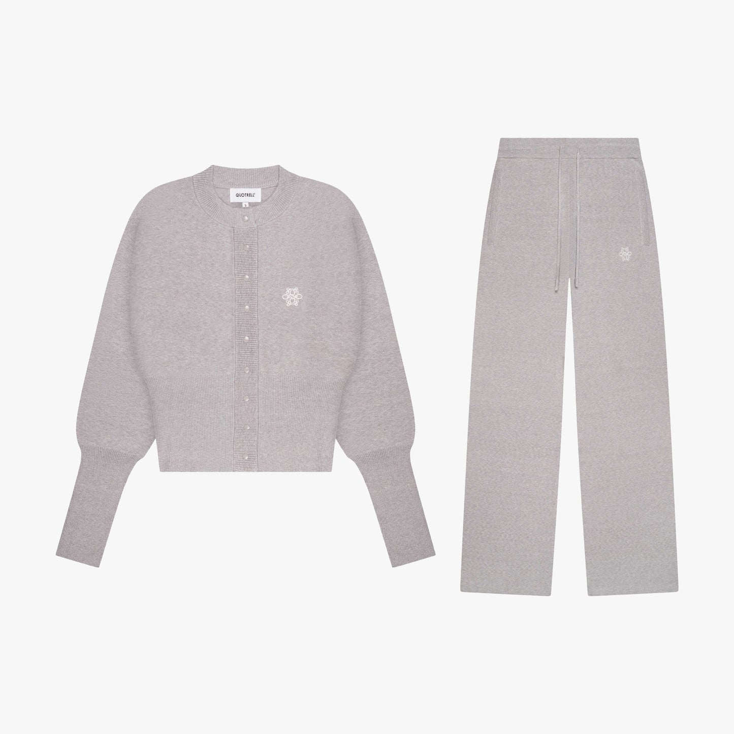 CHLOE KNITTED SET | GREY MELEE/WHITE