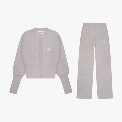 CHLOE KNITTED SET | GREY MELEE/WHITE