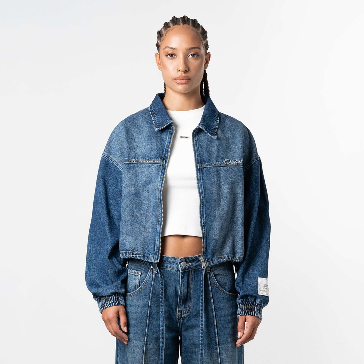 JANE CROPPED SET | WASHED BLUE