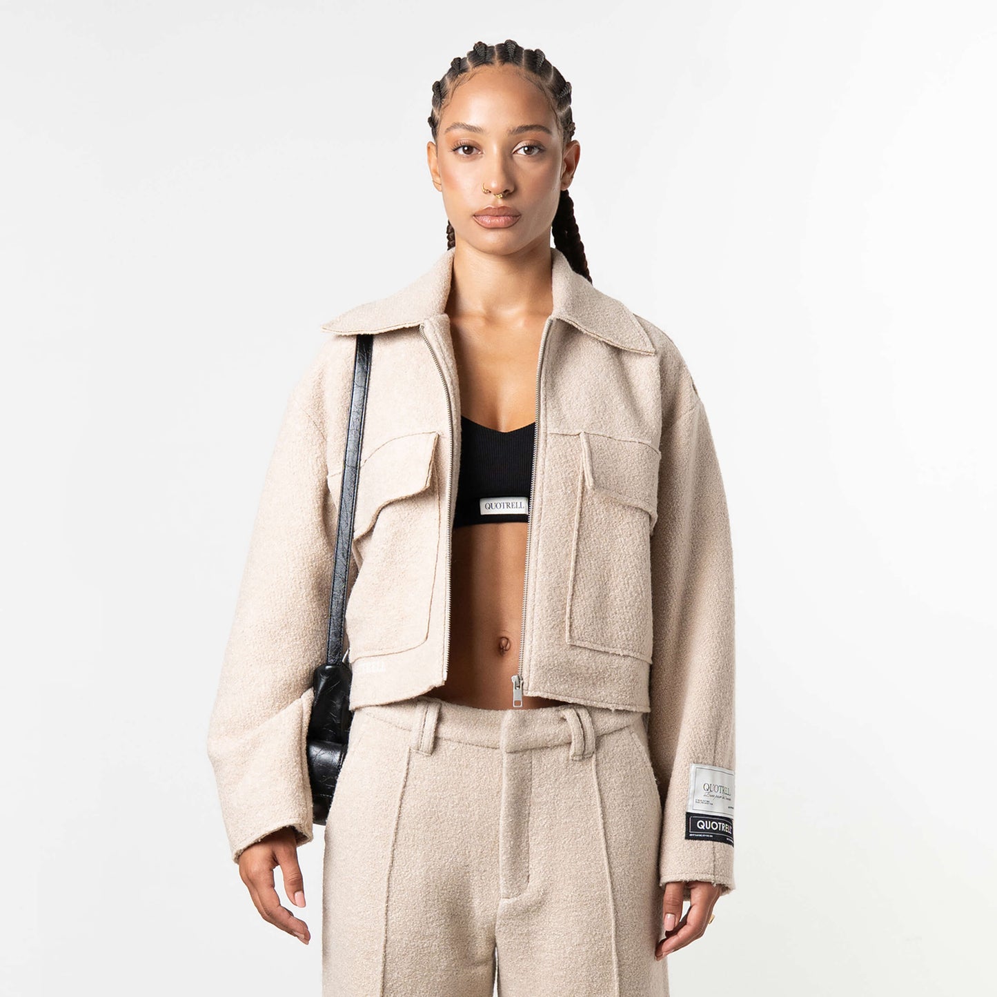 LAYLA CROPPED JACKET | BEIGE