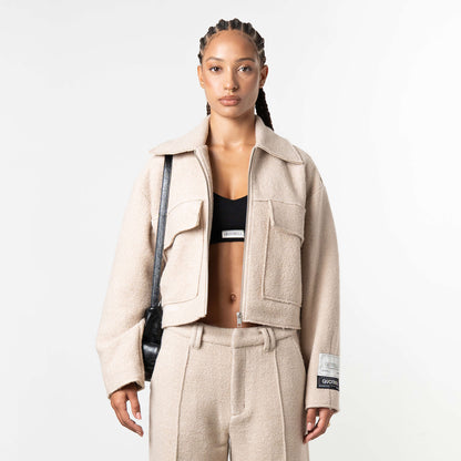 LAYLA CROPPED JACKET | BEIGE
