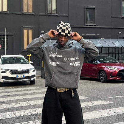 INDUSTRIAL HOODIE | ACID GREY/WHITE